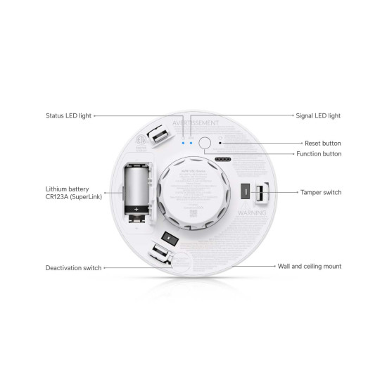 Detector de fum și monoxid de carbon UniFi Ubiquiti SuperLink, autonomie până la 10 ani, USL-Smoke