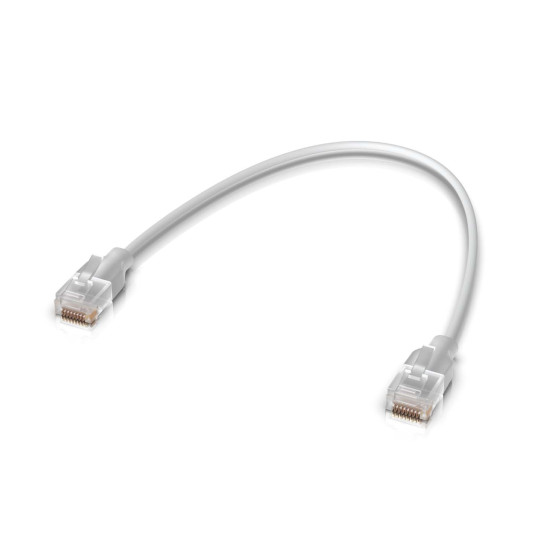 Cablu de rețea Patch Nano-subțire Etherlighting 0,3 m UniFi Ubiquiti, 10 GbE, Alb, UACC-Cable-Patch-EL-0.3M-W