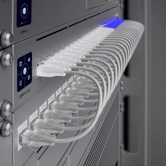 Cablu Patch UniFi Ubiquiti Etherlighting RJ45 Cat6, 15 m, Alb, UACC-Cable-Patch-EL-15M-W
