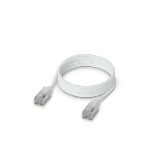 Cablu de rețea Patch Premium ultra-subțire împletit 3 m UniFi Ubiquiti, 10 GbE, Alb, UACC-Cable-Patch-EL-C6A-3M-W