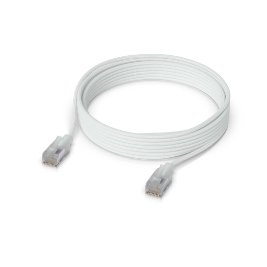 Cablu de rețea Patch Premium ultra-subțire împletit 8 m UniFi Ubiquiti, 10 GbE, Alb, UACC-Cable-Patch-EL-C6A-8M-W