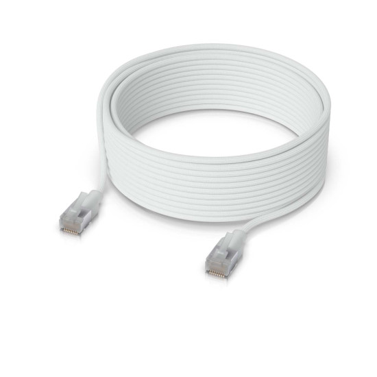 Cablu de rețea Patch Premium ultra-subțire împletit 15 m UniFi Ubiquiti, 10 GbE, Alb, UACC-Cable-Patch-EL-C6A-15M-W