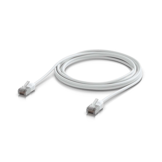 Cablu de rețea Patch Premium Outdoor ultra-subțire ecranat 3 m UniFi Ubiquiti, 10 GbE, Alb, UACC-Cable-Patch-Outdoor-C6A-3M-W