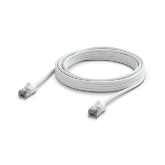 Cablu de rețea Patch Premium Outdoor ultra-subțire ecranat 5 m UniFi Ubiquiti, 10 GbE, Alb, UACC-Cable-Patch-Outdoor-C6A-5M-W