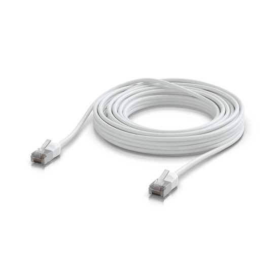 Cablu de rețea Patch Premium Outdoor ultra-subțire ecranat 8 m UniFi Ubiquiti, 10 GbE, Alb, UACC-Cable-Patch-Outdoor-C6A-8M-W