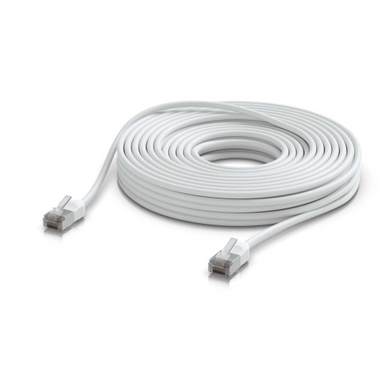 Cablu de rețea Patch Premium Outdoor ultra-subțire ecranat 15 m UniFi Ubiquiti, 10 GbE, Alb, UACC-Cable-Patch-Outdoor-C6A-15M-W