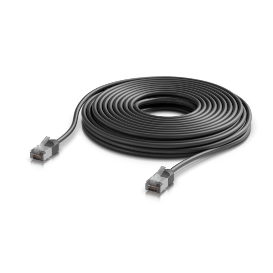 Cablu de rețea Patch Premium Outdoor ultra-subțire ecranat 12 m UniFi Ubiquiti, 10 GbE, Negru, UACC-Cable-Patch-Outdoor-C6A-12M-BK
