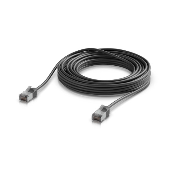 Cablu de rețea Patch Premium Outdoor ultra-subțire ecranat 8 m UniFi Ubiquiti, 10 GbE, Negru, UACC-Cable-Patch-Outdoor-C6A-8M-BK