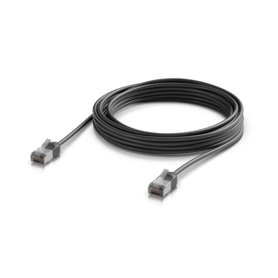 Cablu de rețea Patch Premium Outdoor ultra-subțire ecranat 5 m UniFi Ubiquiti, 10 GbE, Negru, UACC-Cable-Patch-Outdoor-C6A-5M-BK
