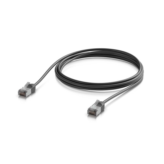 Cablu de rețea Patch Premium Outdoor ultra-subțire ecranat 2 m UniFi Ubiquiti, 10 GbE, Negru, UACC-Cable-Patch-Outdoor-C6A-2M-BK
