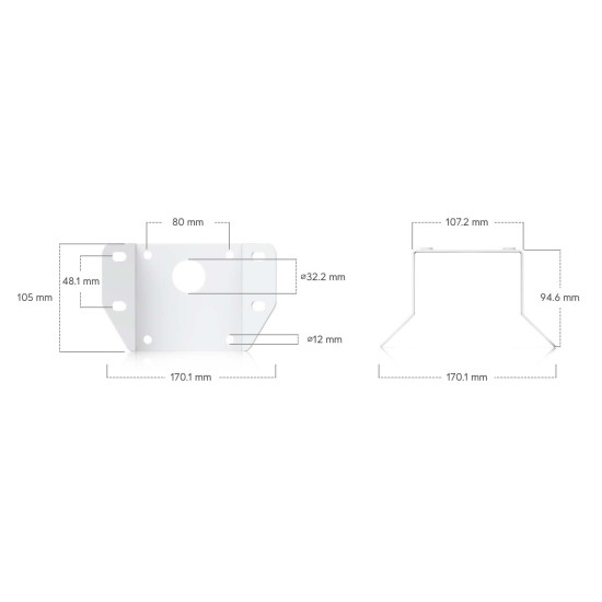 Suport cu braț pentru cameră AI Multi Sensor 4 UniFi Ubiquiti, Alb, UACC-AI-MS-4-AM-W