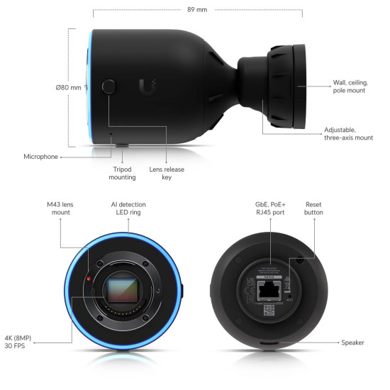 Cameră IP DSLR 4K UniFi Ubiquiti AI PoE, UVC-AI-DSLR