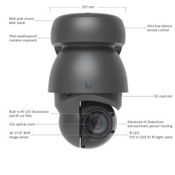 Cameră IP PTZ Industrială 4K UniFi Ubiquiti AI PTZ PoE++, UVC-AI-PTZ-B