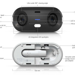 Cameră IP Panoramică 180° 16 MP UniFi Ubiquiti G6 PoE+, UVC-G6-180-W