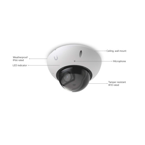 Cameră de supraveghere Dome 4K PoE+ UniFi Ubiquiti G6 Edge cu AI și zoom optic 2,36x, UVC-G6-Edge-Dome