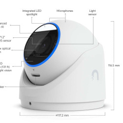 Cameră de supraveghere 4K PoE+ UniFi Ubiquiti G6 Edge Turret cu AI și zoom optic 2,36x, UVC-G6-Edge-Turret