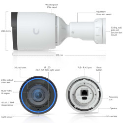 Cameră IP Bullet 4K UniFi Ubiquiti G6 Pro PoE+, UVC-G6-Pro-Bullet-W