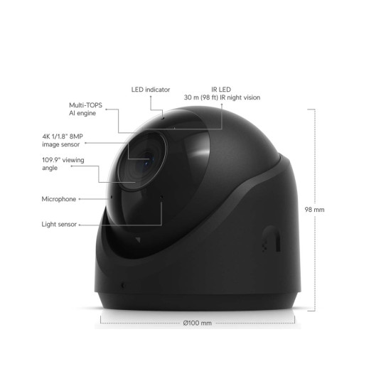 Cameră IP Turret 4K UniFi Ubiquiti G6 PoE, UVC-G6-Turret-B