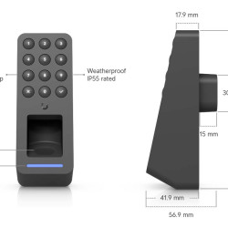 Cititor control acces cu amprentă, NFC și tastatură UniFi Ubiquiti G3 Reader Fingerprint, Negru, UA-G3-Fingerprint-B