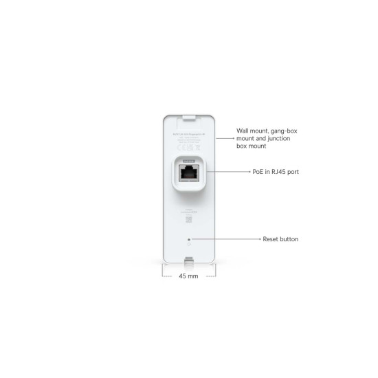 Cititor control acces cu amprentă, NFC și tastatură UniFi Ubiquiti G3 Reader Fingerprint, Alb, UA-G3-Fingerprint-W