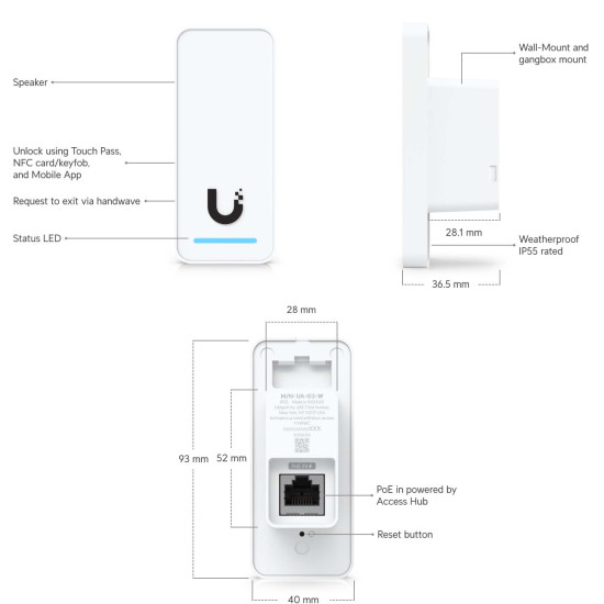 Kit control acces lift UniFi Ubiquiti G3 Elevator Starter Kit, până la 18 etaje, PoE, UA-G3-SK-Elevator