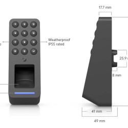 Cititor control acces OSDP cu amprentă, NFC și tastatură UniFi Ubiquiti Retrofit Reader Fingerprint, Negru, UA-Retrofit-Reader-Fingerprint-B