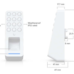 Cititor control acces OSDP cu amprentă, NFC și tastatură UniFi Ubiquiti Retrofit Reader Fingerprint, Alb, UA-Retrofit-Reader-Fingerprint-W