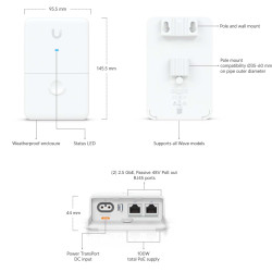 Injector PoE Dual 100 W UISP UniFi Ubiquiti, 2.5 GbE, UACC-Dual-Power-Injector