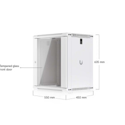Dulap Rack 12U de perete UniFi Ubiquiti, Ventilatoare integrate, Panouri detașabile, UACC-Rack-12U-Wall-450-G