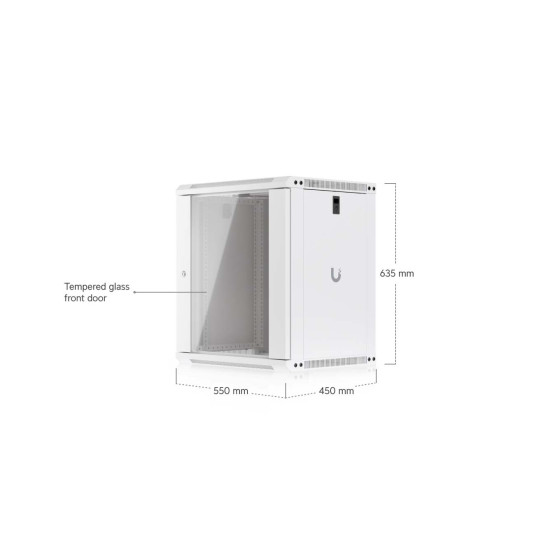 Dulap Rack 12U de perete UniFi Ubiquiti, Ventilatoare integrate, Panouri detașabile, UACC-Rack-12U-Wall-450-G