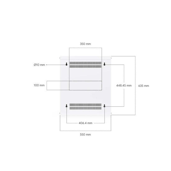 Dulap Rack 12U de perete UniFi Ubiquiti, Ventilatoare integrate, Panouri detașabile, UACC-Rack-12U-Wall-450-P