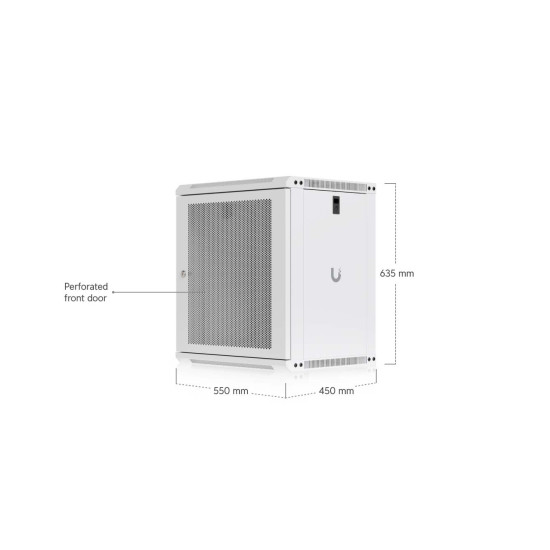 Dulap Rack 12U de perete UniFi Ubiquiti, Ventilatoare integrate, Panouri detașabile, UACC-Rack-12U-Wall-450-P