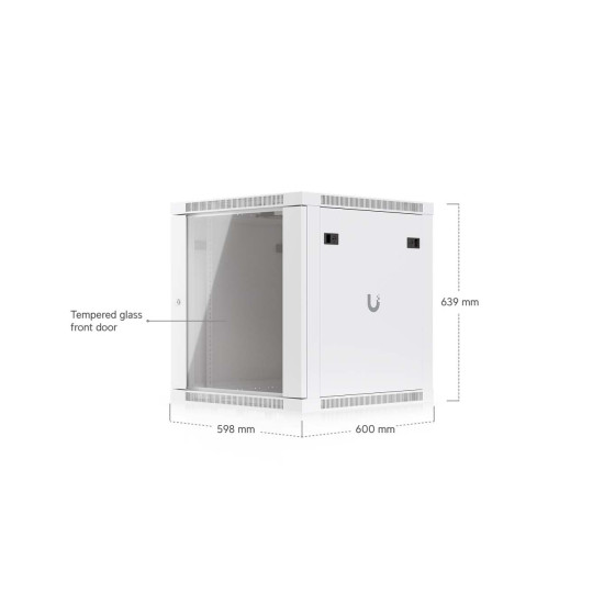 Dulap Rack 12U de perete UniFi Ubiquiti, Ventilatoare integrate, Panouri detașabile, UACC-Rack-12U-Wall-600-G