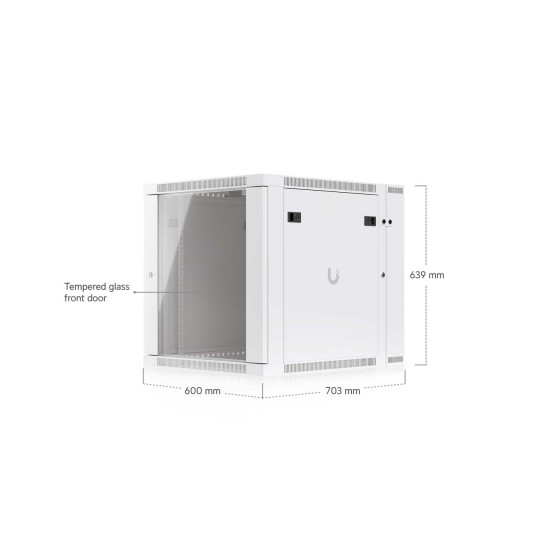 Dulap Rack 12U de perete UniFi Ubiquiti, Ventilatoare integrate, Panouri detașabile, UACC-Rack-12U-Wall-SW-G