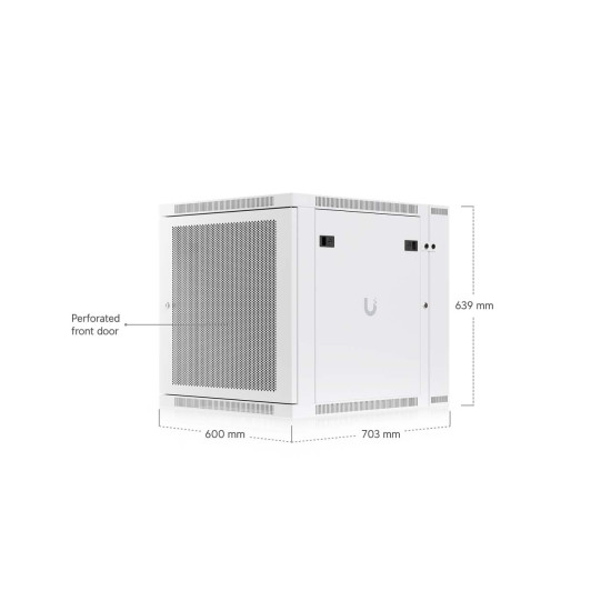 Dulap Rack 12U de perete UniFi Ubiquiti, Ventilatoare integrate, Panouri detașabile, UACC-Rack-12U-Wall-SW-P