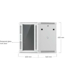 Dulap Rack Slim 12U de perete UniFi Ubiquiti, Ușă din sticlă, Ventilatoare integrate, UACC-Rack-12U-Wall-Slim