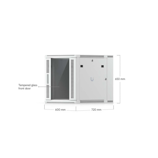 Dulap Rack 12U de perete UniFi Ubiquiti, Ușă din sticlă, Ventilatoare integrate, UACC-Rack-12U-Wall
