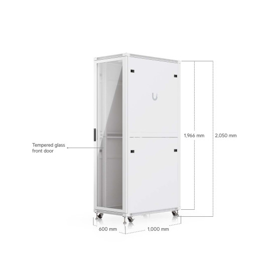 Dulap Rack 42U de podea UniFi Ubiquiti, Ventilatoare integrate, Panouri detașabile, UACC-Rack-42U-800-G