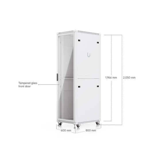 Dulap Rack 42U de podea UniFi Ubiquiti, Ventilatoare integrate, Panouri detașabile, UACC-Rack-42U-800-G