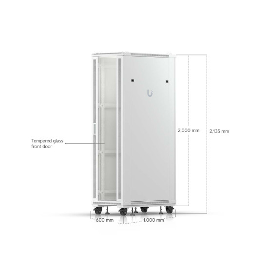 Dulap Rack 42U de podea UniFi Ubiquiti, Ventilatoare integrate, Panouri detașabile, UACC-Rack-42U