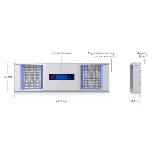 Panou frontal 3U cu ecran tactil 4.7" pentru ENVR și ENAS UniFi Ubiquiti, UACC-3U-Bezel
