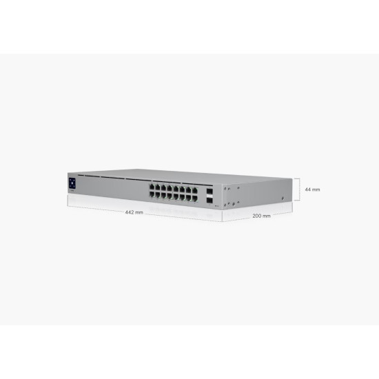 Switch PoE Ubiquiti UniFi cu 16 porturi Gigabit, 2xSFP, managed, rackabil - USW-16-POE