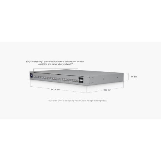 Switch Profesional Ubiquiti 24 porturi multi-gigabit 4SFP+ 10G/1G Layer3 Etherlighting™, USW-Pro-HD-24