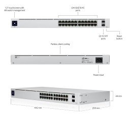 Switch Ubiquiti UniFi cu 24 porturi Gigabit, 2xSFP, managed, rackabil - USW-24