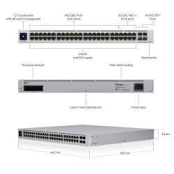 Switch Ubiquiti UniFi cu 48 porturi Gigabit, 4xSFP, managed, rackabil - USW-PRO-48