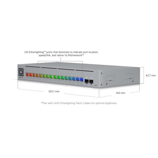 Switch Ubiquiti UniFi cu 16 porturi multi-gigabit 2,5G/1G, 2xSFP+, managed L3 - USW-PRO-MAX-16