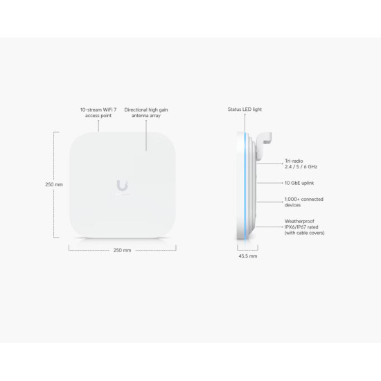 Access Point Campus Ubiquiti Wi-Fi 7 10GbE PoE++, E7-Campus