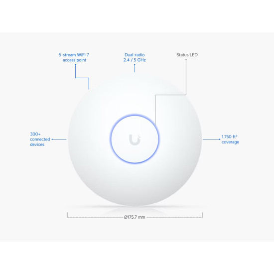 Access Point Long Range UniFi Ubiquiti Wi-Fi 7 2.5 GbE PoE, U7-LR