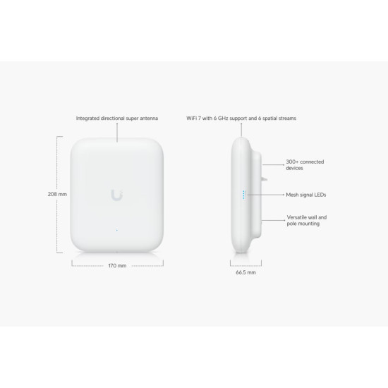 Access Point Outdoor UniFi Ubiquiti Wi-Fi 7 2.5 GbE PoE+, U7-Pro-Outdoor