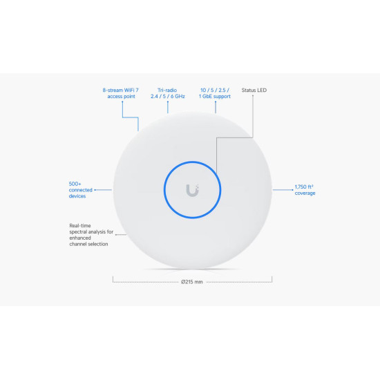 Access Point Profesional Ubiquiti Wi-Fi 7 10GbE PoE++, U7-Pro-XGS